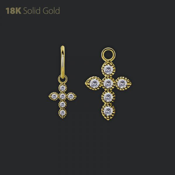18K GOLD CROSS CHARM SET WITH PREMIUM ZIRCONIA
