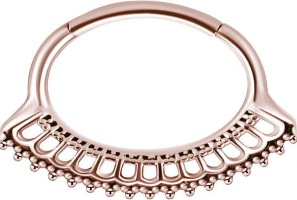 ROSE GOLD PVD SS316L HINGED SEPTUM AND DAITH CLICKER