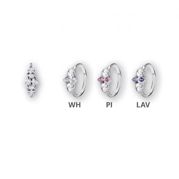 SS316L CONCH CLICKER SET W.MARQUISE AND TEARDROP CUBIC ZIRCONIA