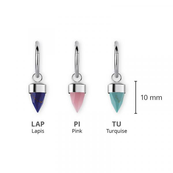 SS316L CHARM FOR HINGED SEGMENT RING (IMITATION GEMSTONE BULLET)