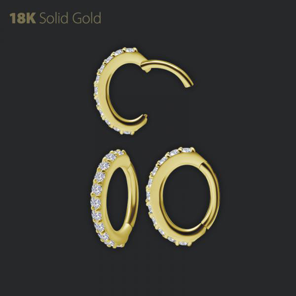 18K GOLD OVAL ROOK CLICKER SET WITH CREATED DIAMONDS