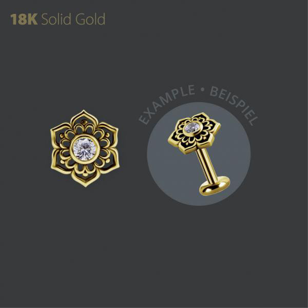 18K GOLD THREADLESS LOTUS ATTACHMENT SET W. PREMIUM ZIRCONIA