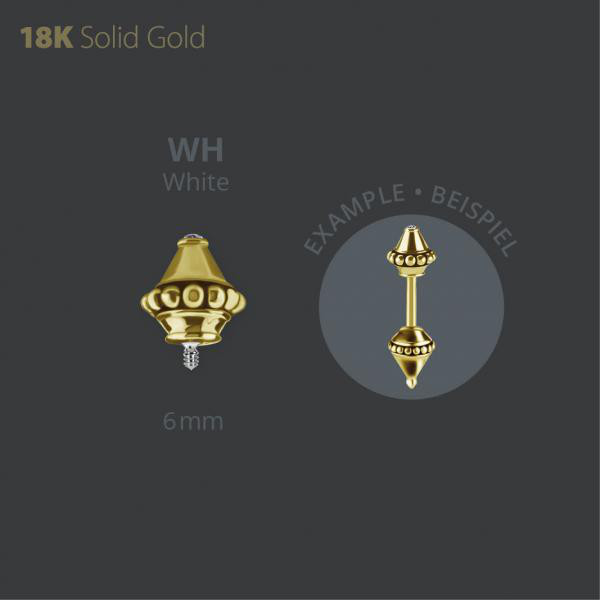 18K GOLD INTERNAL ATTACHMENT FOR VERTICAL HELIX SET W PREMIUM ZIRCONIA