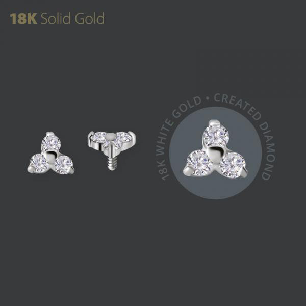 18K WHITE GOLD INTERNAL TRINITY ATTACHMENT SET W. LAB CREATED DIAMONDS