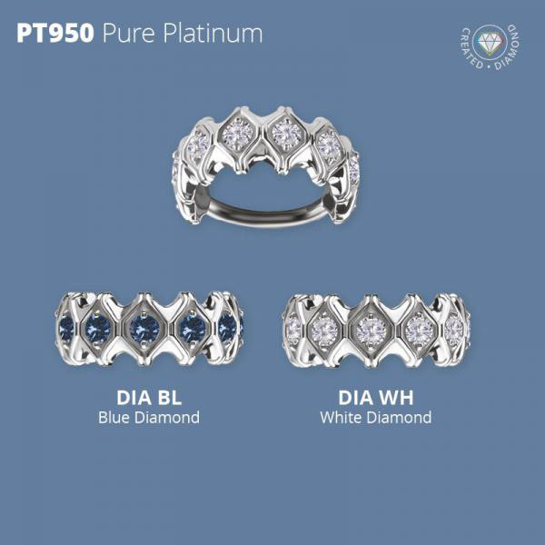 PLATINUM 950 HINGED SEGMENT CLICKER SET W. LAB CREATED DIAMONDS