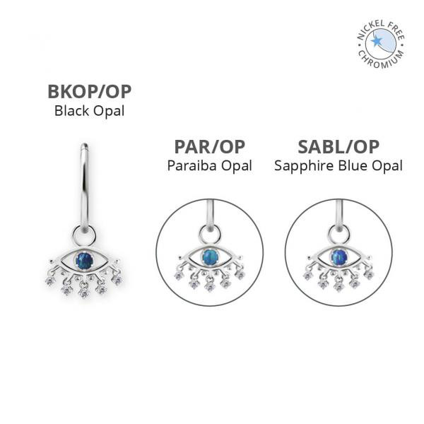CoCr NF EYE CHARMS SET W. LAB CREATED OPAL