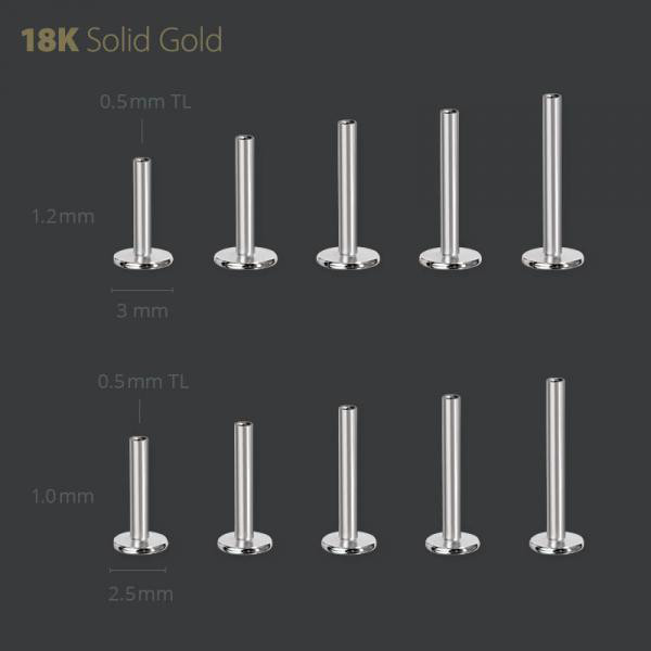 18K WHITE GOLD PALLADIUM THREADLESS MICRO LABRET PIN (0.5TL SYSTEM)