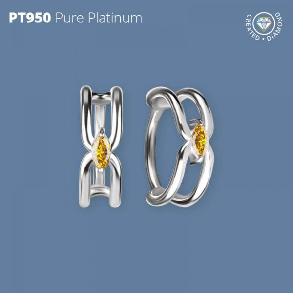 PLATINUM 950 CONCH RING SET W. MARQUISE LAB CREATED DIAMOND