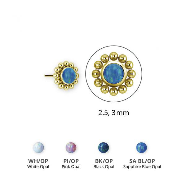 GOLD PVD TITANIUM THREADLESS CLUSTER ATTACHMENT SET W. LAB CREATED OPAL