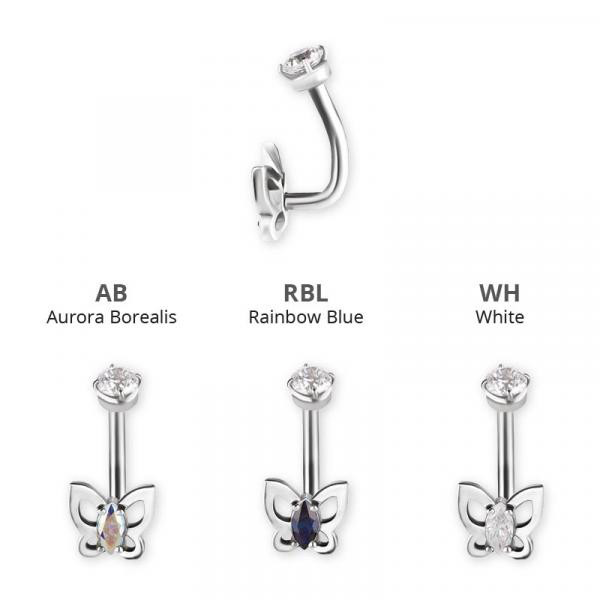 SS316L INTERNAL ROOK BUTTERFLY BANANA SET W. PREMIUM ZIRCONIA