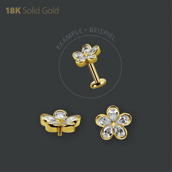 18K GOLD INTERNAL MICRO ATTACHMENT SET W. PEAR SHAPE PREMIUM ZIRCONIA