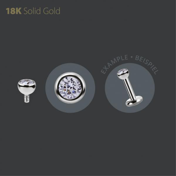 18K WHITE GOLD INTERNAL MICRO BALL SET W. PREMIUM ZIRCONIA