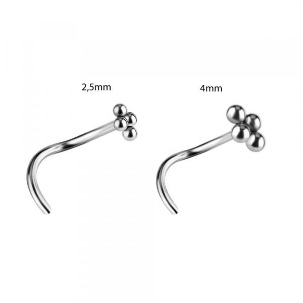 TITANIUM CURVED NOSE STUDS (4 BALL)