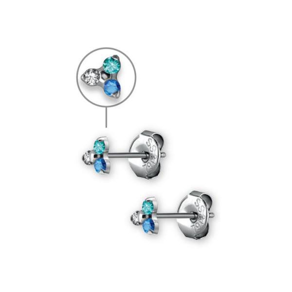 SS316L TRINITY EARSTUD SET W. PREMIUM ZIRCONIA (PAIR)