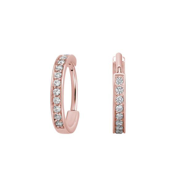 ROSE GOLD PVD SS316L HINGED RING (SINGLE ROW) SET W. CUBIC ZIRCONIA