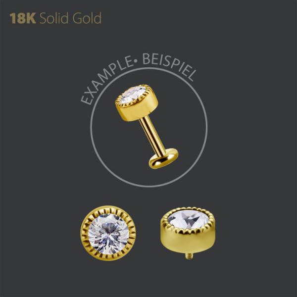 18K GOLD INTERNAL MICRO ATTACHMENT SET W. 120 FACETTS PREMIUM ZIRCONIA