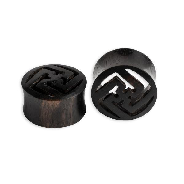 ARENG WOOD SWASTIKA FLESH TUNNEL