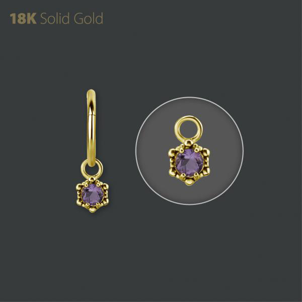 18K GOLD CHARM SET GENUINE PINK AMETHYST