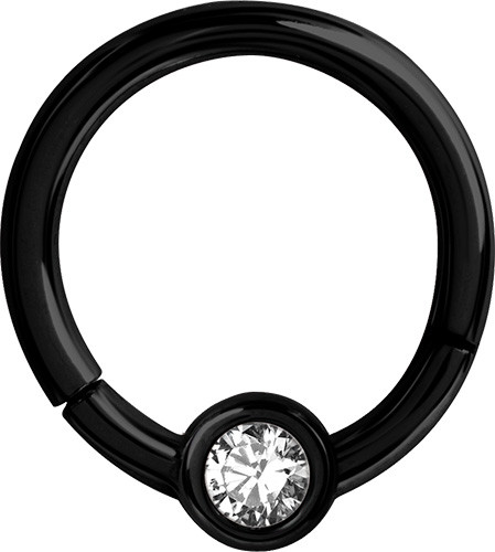 BLACK PVD SS316L JEWELLED DISC HINGED SEGMENT RING FOR UPPER LIP