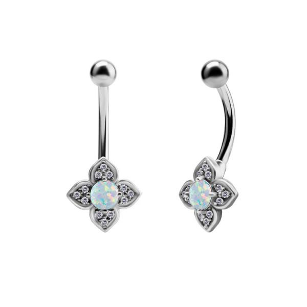 SS316L BELLY BANANAS SET W. LAB CREATED OPALS