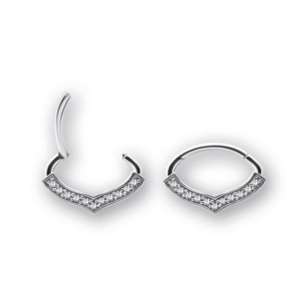 SS316L HINGED SEPTUM/DAITH CLICKER SET W. PREMIUM ZIRCONIA