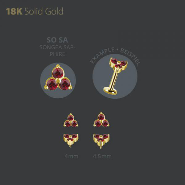 18K GOLD INTERNAL TRINITY MICRO ATTACHMENT SET W. GENUINE SONGEA SAPPHIRE