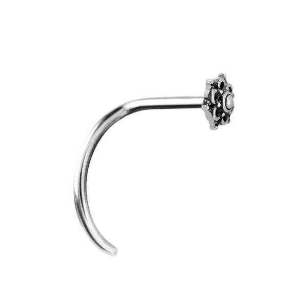 SS316L CURVED NOSE STUD (TRIBAL DESIGN FLOWER)