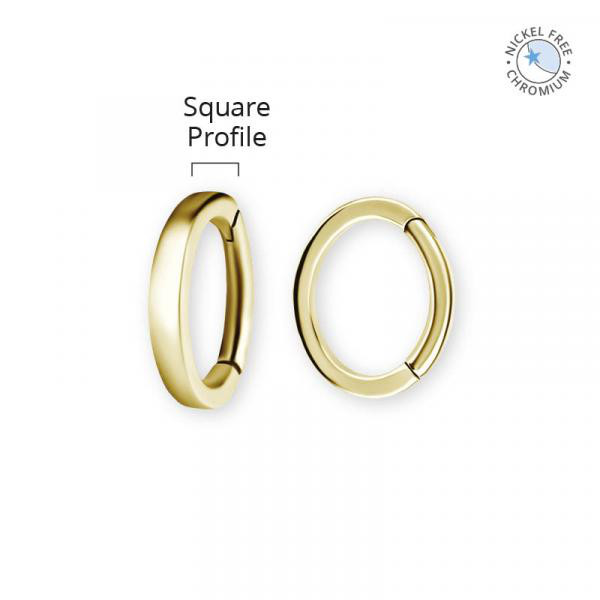 18K GOLD PVD CoCr NF HINGED OVAL ROOK CLICKER (SQUARE PROFILE)