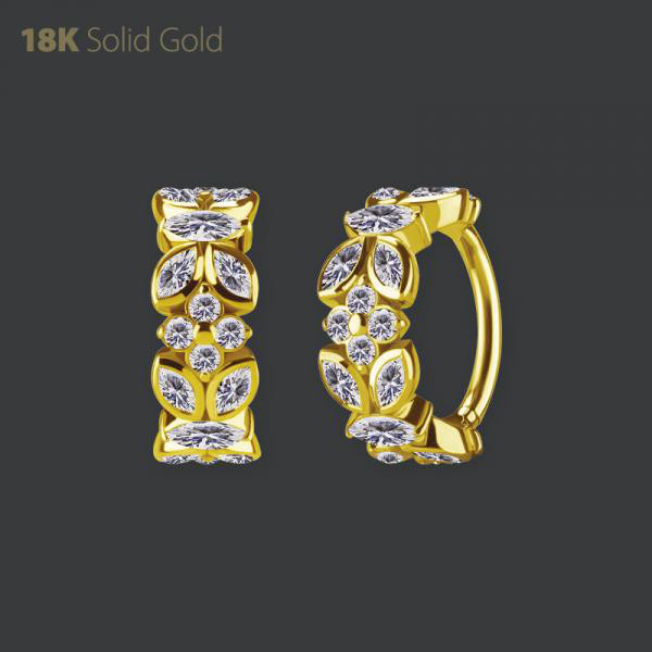 18K GOLD HINGED SEGMENT RING SET W. PREMIUM ZIRCONIA