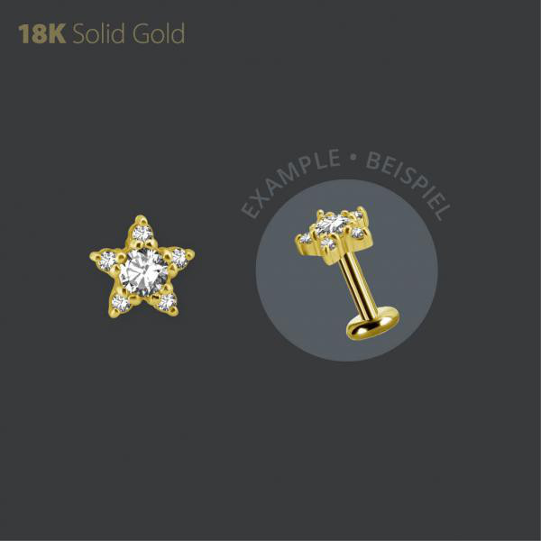 18K GOLD THREADLESS STAR ATTACHMENT SET W. PREMIUM ZIRCONIA