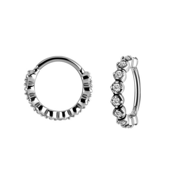 SS316L HINGED RING WITH PRONG SETTING CUBIC ZIRCONIA