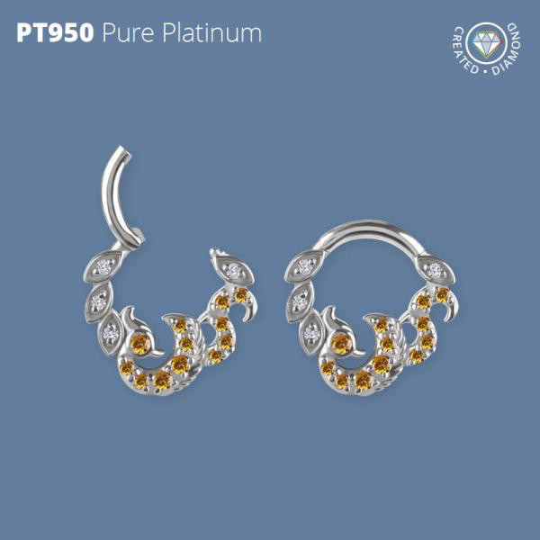 PLATINUM 950 DAITH AND SEPTUM CLICKER SET W. LAB CREATED DIAMONDS