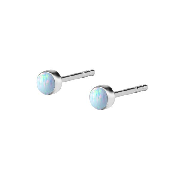SS316L LAB CREATED OPAL DISC EARSTUDS