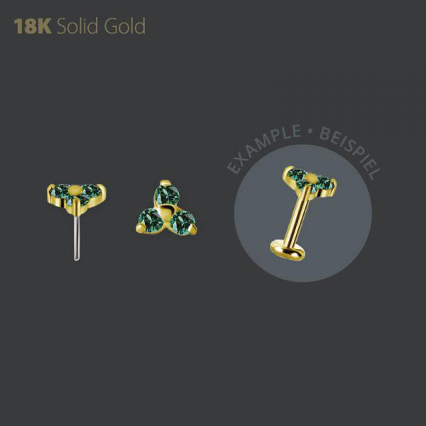18K GOLD THREADLESS TRINITY ATTACHMENT SET W. PREMIUM NANO GEMS