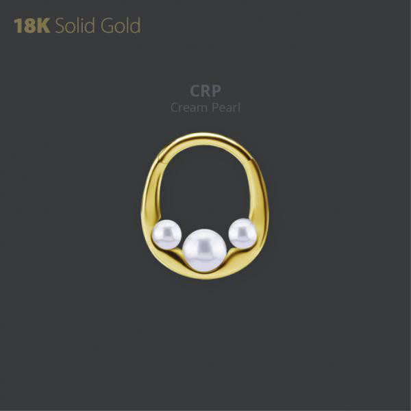 18K GOLD HINGED SEGMENT RING WITH FRESHWATER PEARL