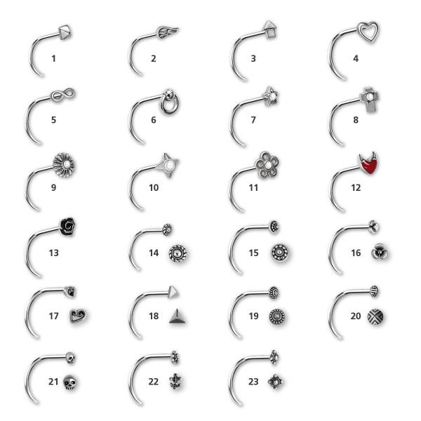 SS316L CURVED NOSE STUD (ANGELWING)