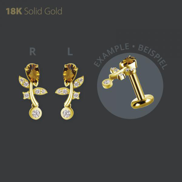 18K GOLD INTERNAL MICRO ATTACHMENT SET W. GENUINE CITRINE AND WHITE TOPAZ