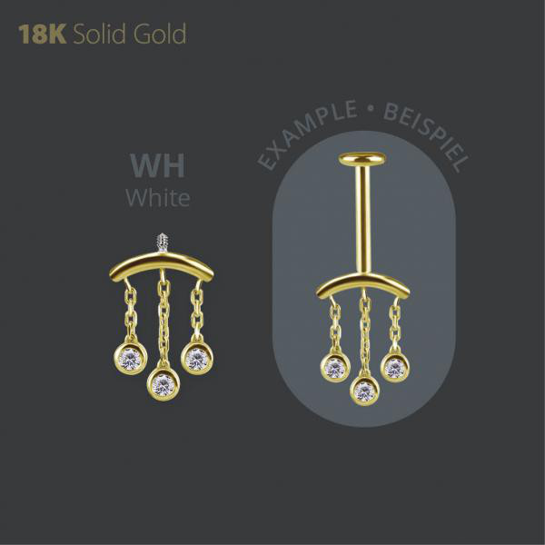 18K GOLD INTERNAL VERTICAL HELIX FLOATING CHAIN MICRO ATTACHMENT SET W. PREMIUM ZIRCONIA