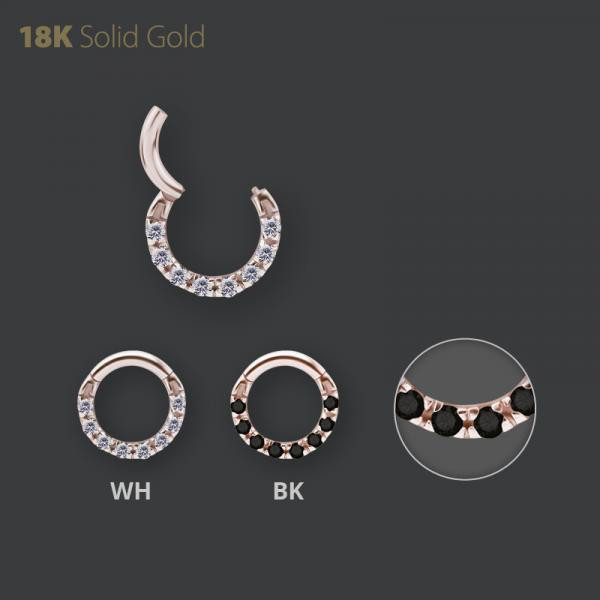 18K ROSE GOLD JEWELD HINGED SEGMENT RING SET W. PREMIUM ZIRCONIA