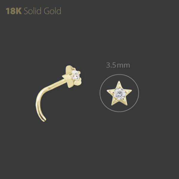 18K GOLD STAR NOSE STUD SET W. PREMIUM ZIRCONIA