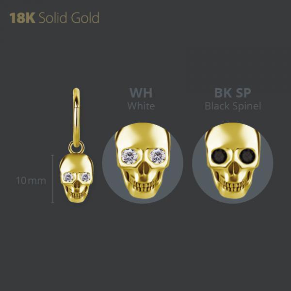 18K GOLD SKULL CHARM SET W. PREMIUM ZIRCONIA