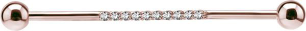 ROSE GOLD PVD SS316L INDUSTRIAL CRYSTAL BARBELLS SET W. CUBIC ZIRCONIA