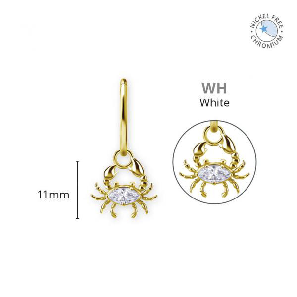 18K GOLD PVD CoCr NF CRAB CHARMS SET W. PREMIUM ZIRCONIA