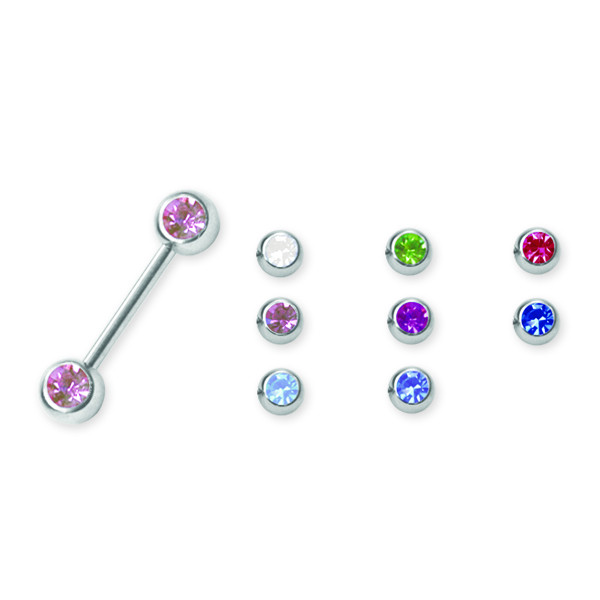 SS316L DOUBLE SIDE JEWELLED BARBELLS FOR NIPPLE