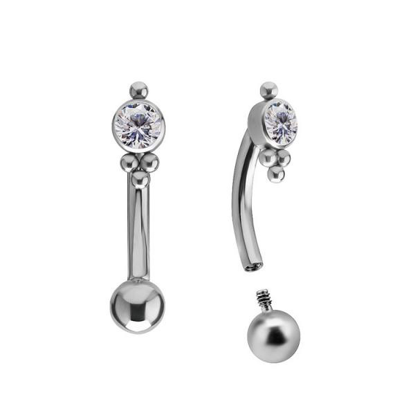 TITANIUM INTERNAL ROOK AND EYEBROW CLUSTER MICRO BANANA SET WITH PREMIUM ZIRCONIA