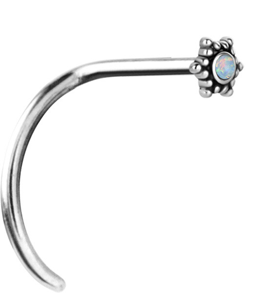 SS316L CURVED NOSE STUD (TRIBAL OPAL)