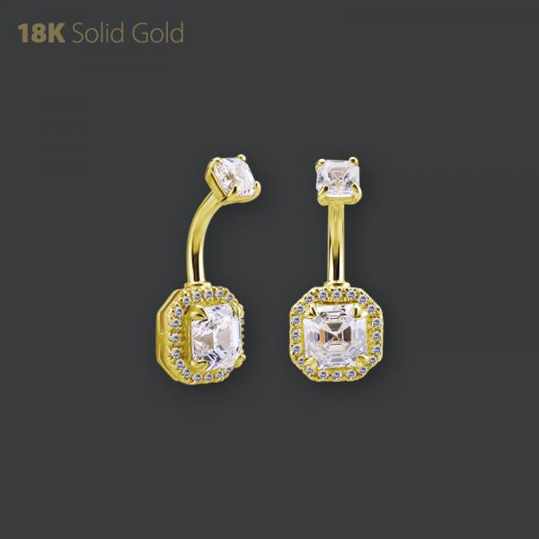 18K GOLD INT. BANANA SET W. IMPERIAL CUT PREMIUM ZIRCONIA