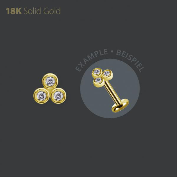 18K GOLD THREADLESS ATTACHMENT SET W. PREMIUM ZIRCONIA