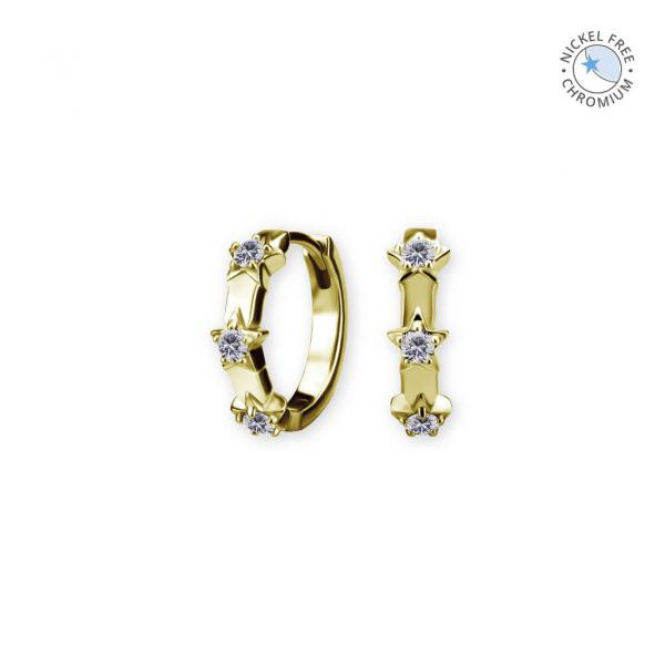 18K GOLD PVD CoCr NF HINGED EAR HOOPS SET W. PREMIUM ZIRCONIA