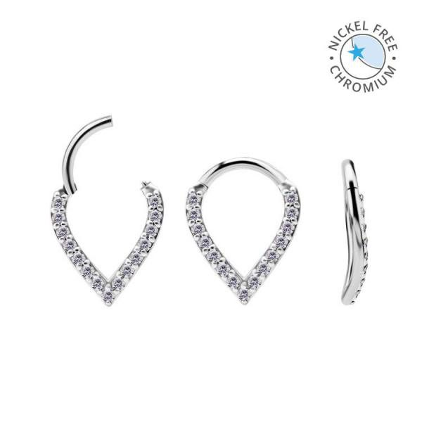 CoCr NF "V" SHAPED CLICKER FOR UPPER CARTILAGE PAVE SET W.PREMIUM ZIRCONIA